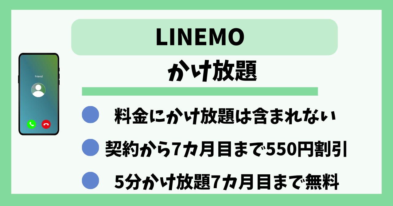 LINEMOかけ放題アプリは不要？通話定額オプション｜1回5分「通話準定額」国内通話かけ放題「通話定額」